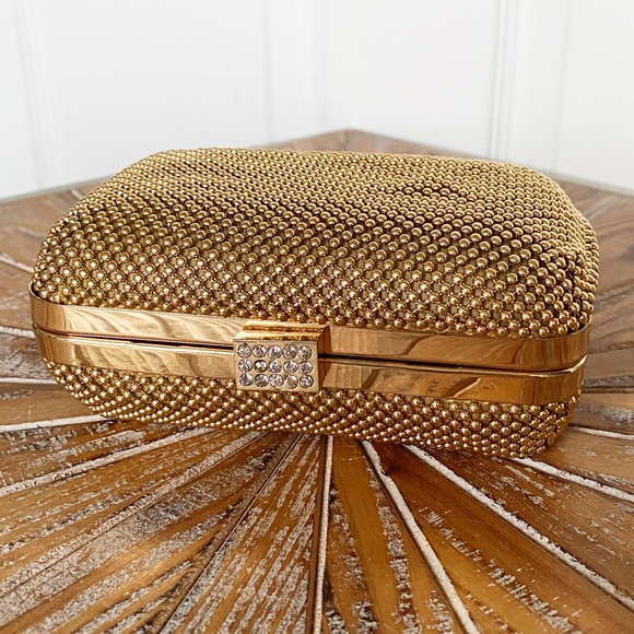 NWT bebe Gold Tone Minaudiere Bag - Picture 9 of 10